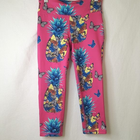 Gap Fit Girls 10-11 (Lg) Pink Tropical Butterfly Pineapple Leggings Pants - Picture 3 of 6